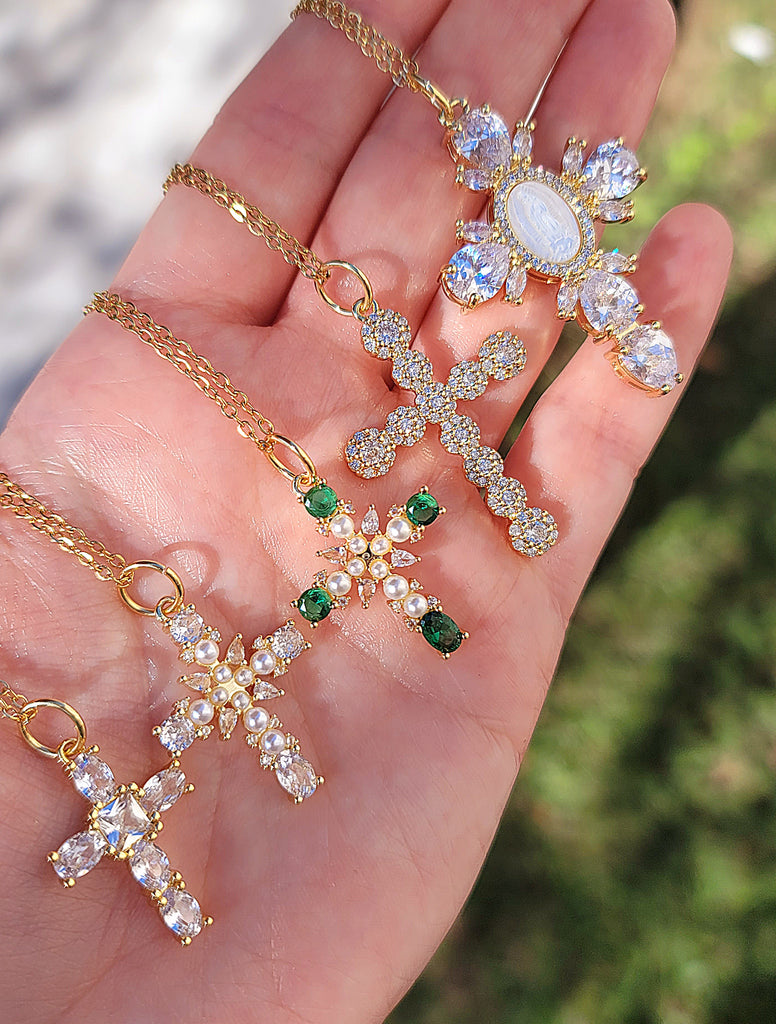 18k real gold plated cross necklaces