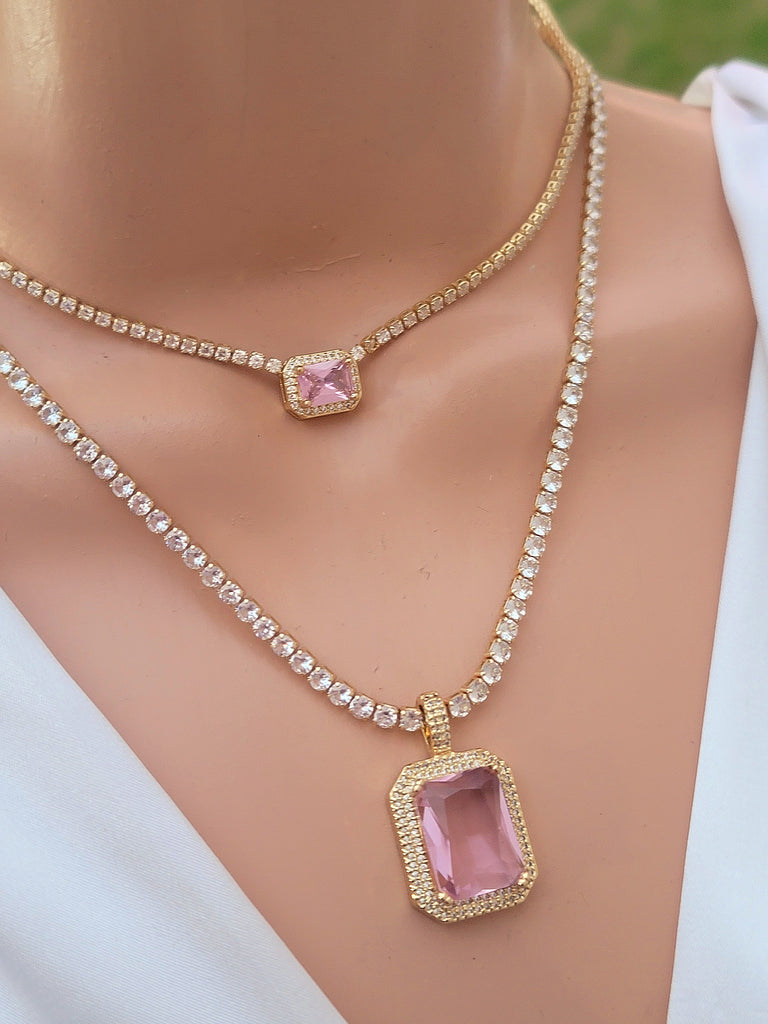 18k real gold plated  crystal necklaces