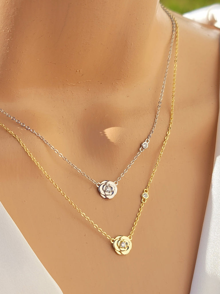 .925 sterling silver flower necklaces