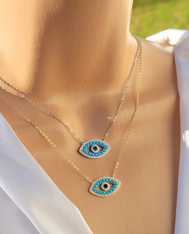 .925 sterling silver evil eye necklaces