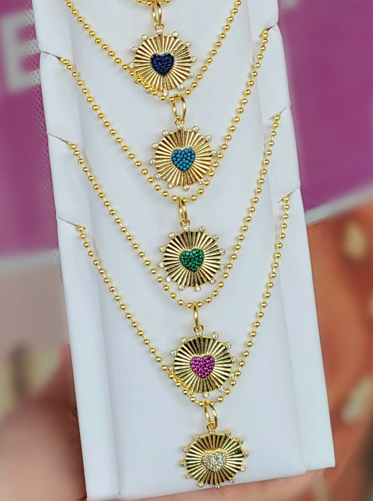 18k real gold plated cz heart necklaces