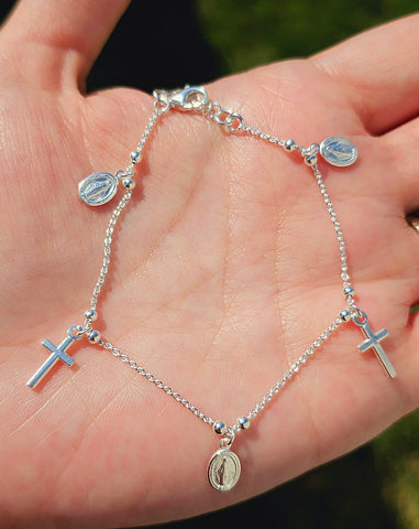 .925 sterling silver religious charm bracelets