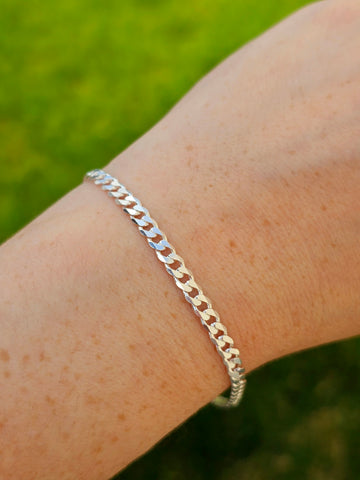 .925 sterling silver cuban link unisex bracelets