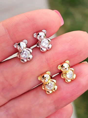 .925 sterling silver bear earrings