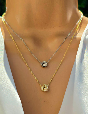 .925 sterling silver cz knot necklaces