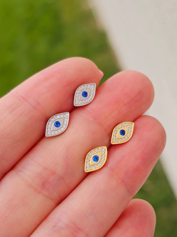 .925 sterling silver evil eye earrings