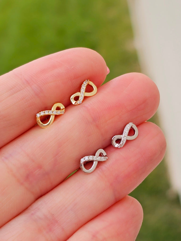 .925 sterling silver small infinity earrings
