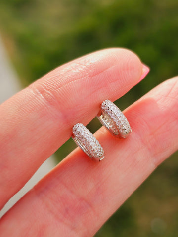 .925 sterling silver cz hoop earrings