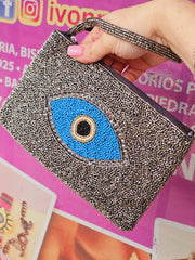 Fashion seed bead evil eye handbag