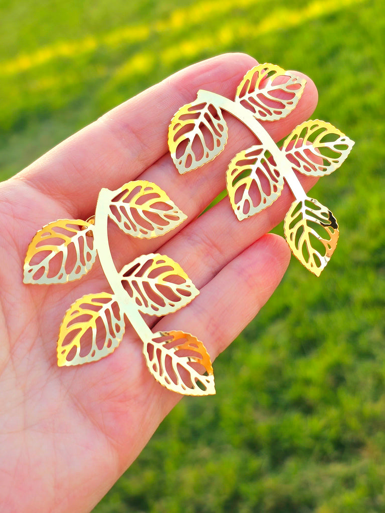 Stainless steel leaf earrings