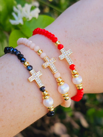 18k real gold plated cross crystal bracelets