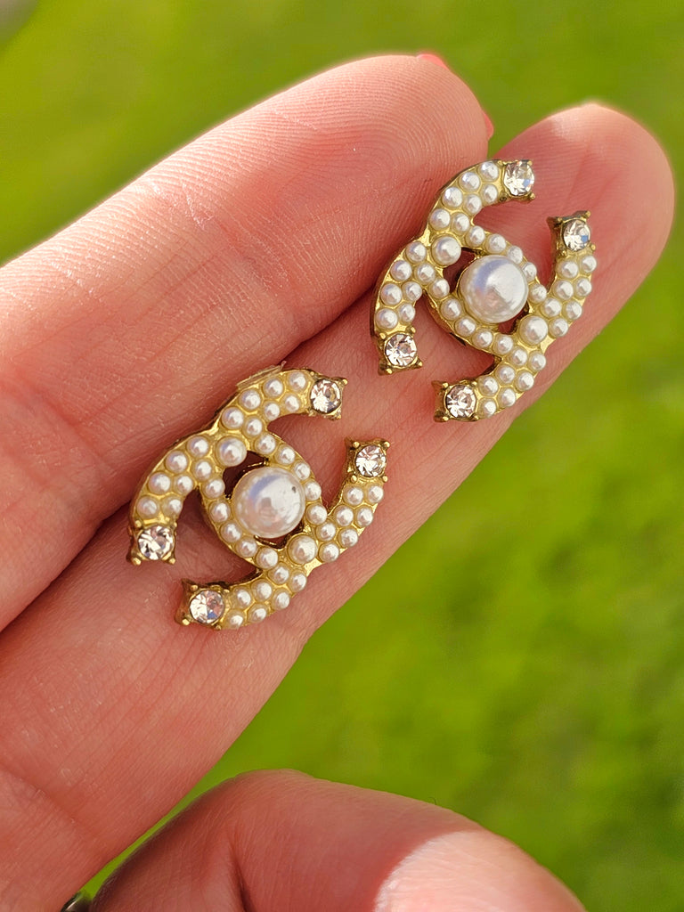 18k real gold plated pearl  inspired earrings