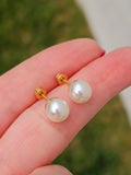 Stainless steel pearl screw flat back earrings