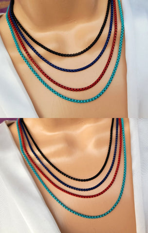 18k gold plated and enamel chain necklace