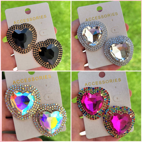Fashion big crystal heart earrings