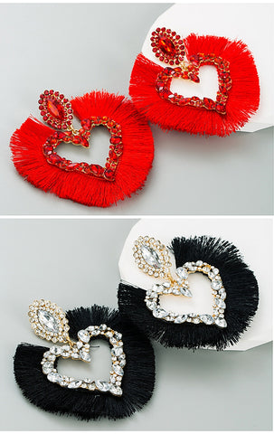 18k real gold plated heart tassel earrings