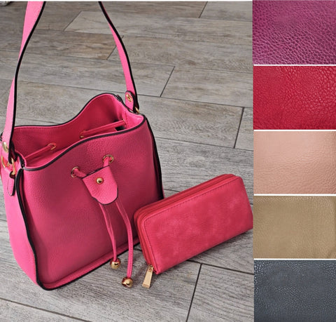 Fashion bucket handbag and wallet set