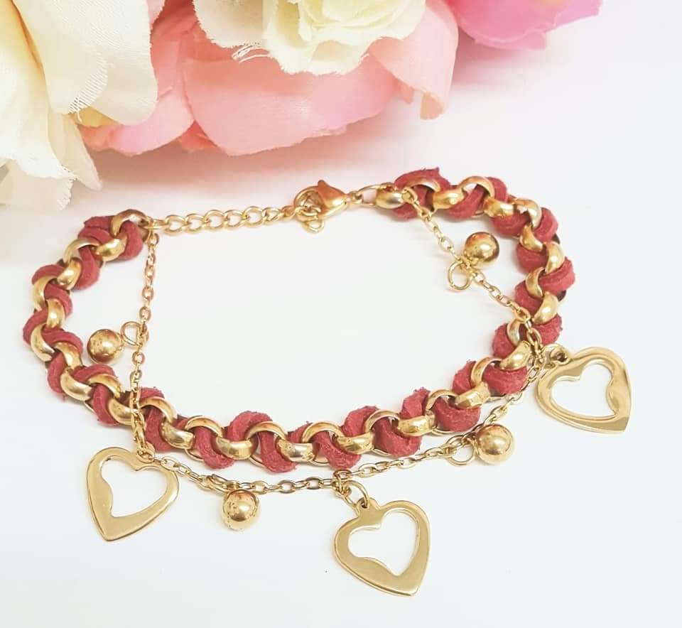 Stainless Steel romantic hearts bracelet