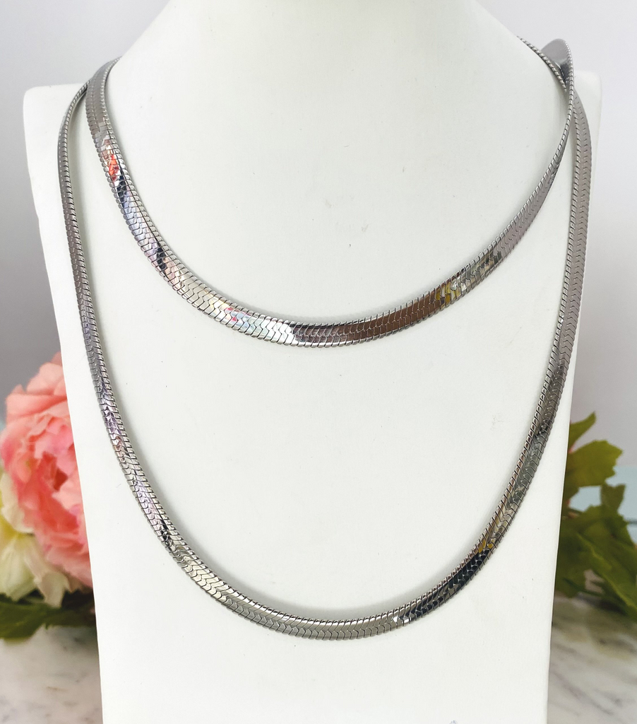 Stainless steel 18” and 20” herringbone necklace