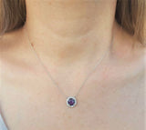 .925 Sterling Silver necklace with color crystal pendant