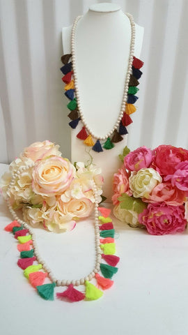 Bohemian multi-color tassel necklace