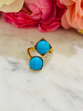 18K Real gold plated and turquoise stone ring