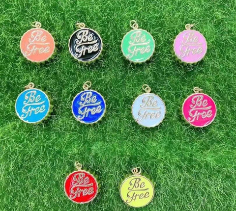 18k gold plated and color enamel BE FREE pendant