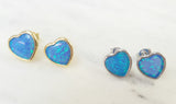 .925 Sterling Silver golden blue hearts stud earrings