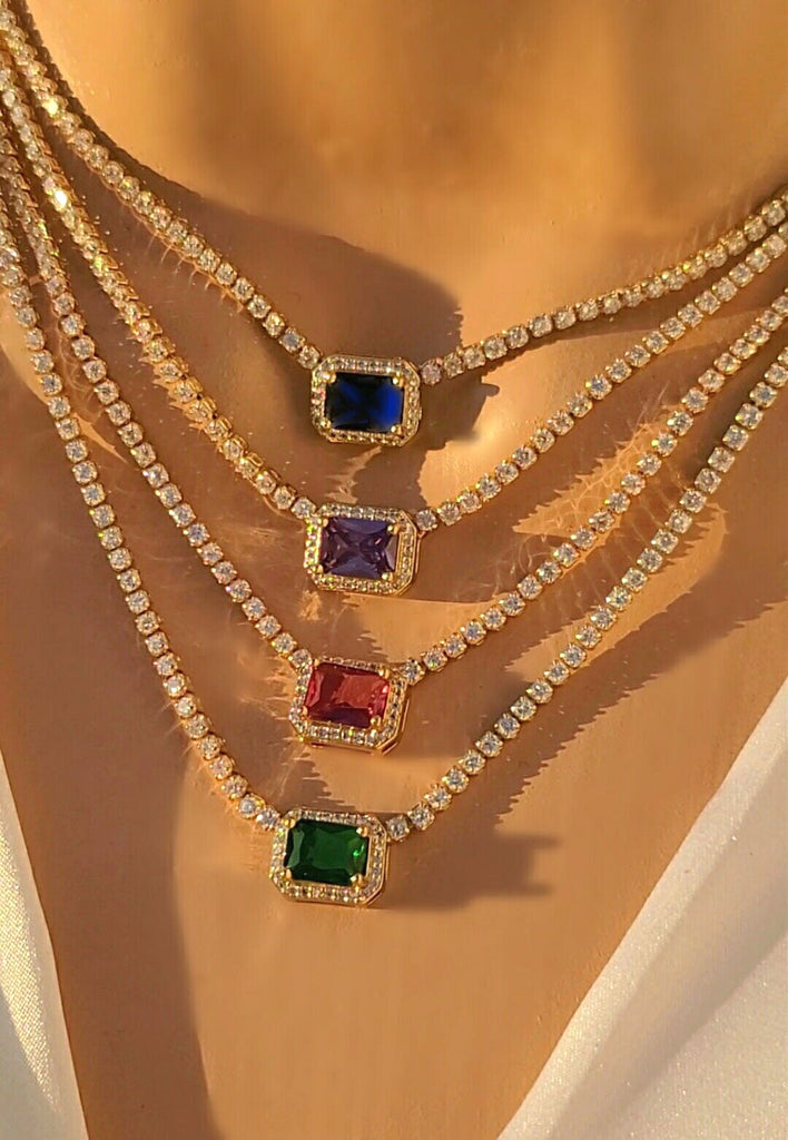 18k real gold plated cz crystal necklaces