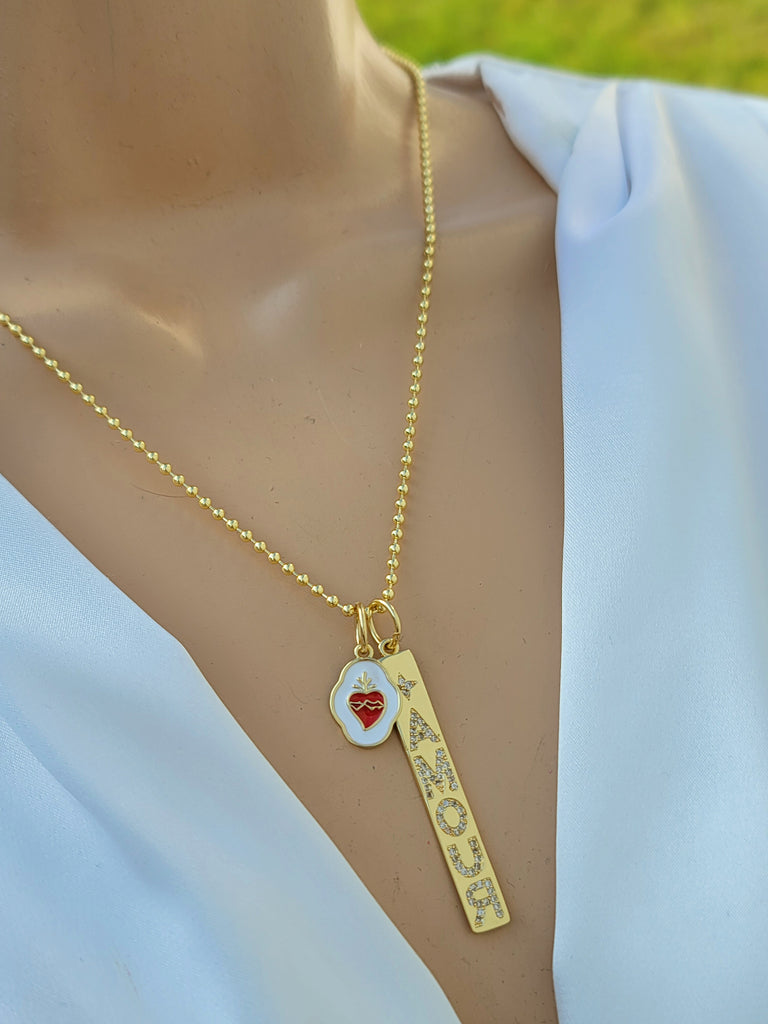 18k real gold plated amour heart necklaces