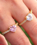 18k real gold plated heart rings