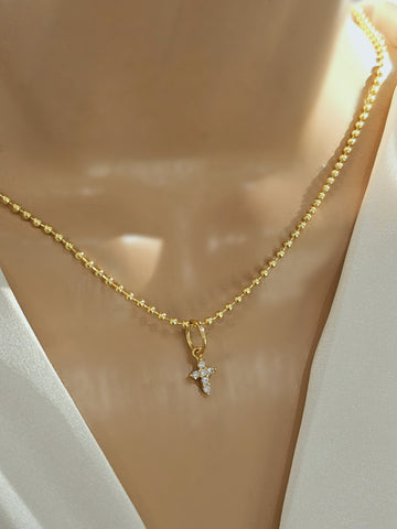 18k real gold plated dainty Cz cross necklaces