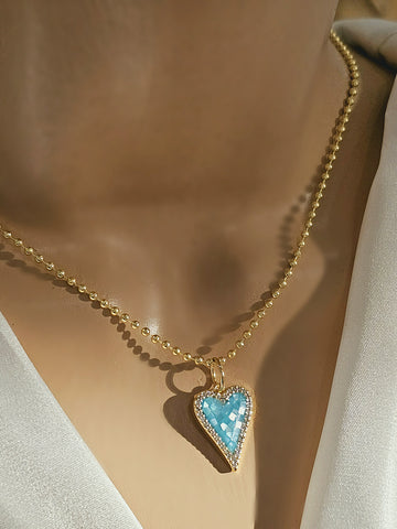 18k real gold plated shell heart necklace