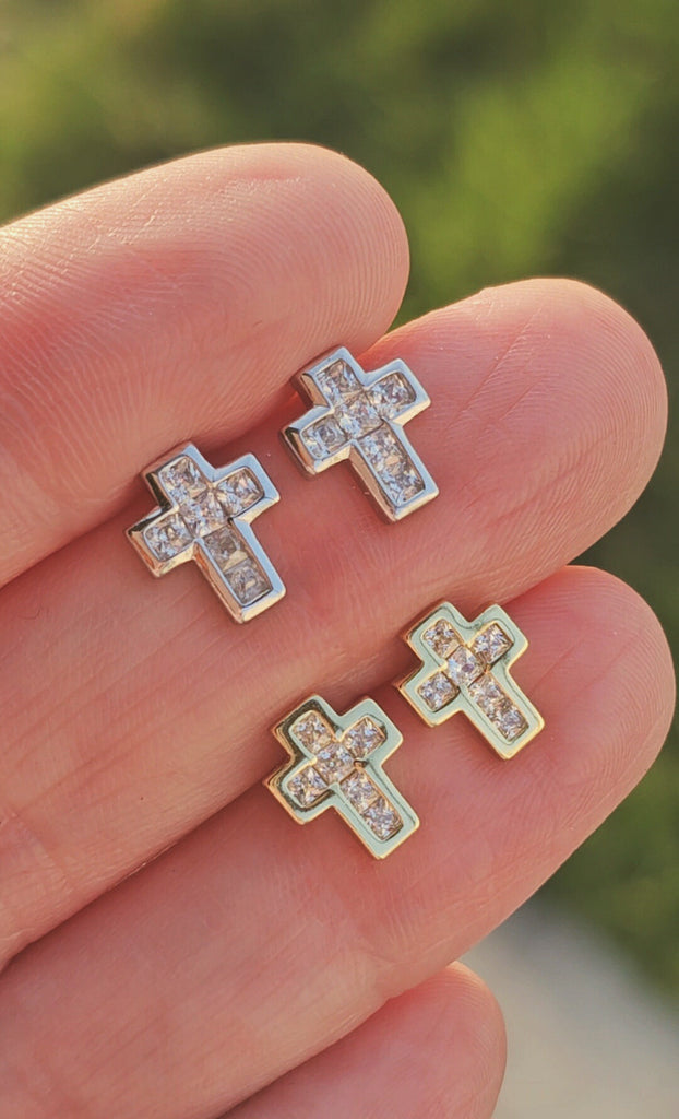 .925 sterling silver cz cross earrings