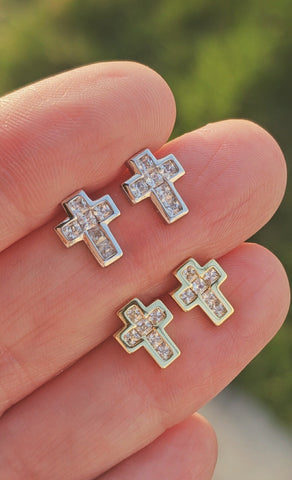 .925 sterling silver cz cross earrings