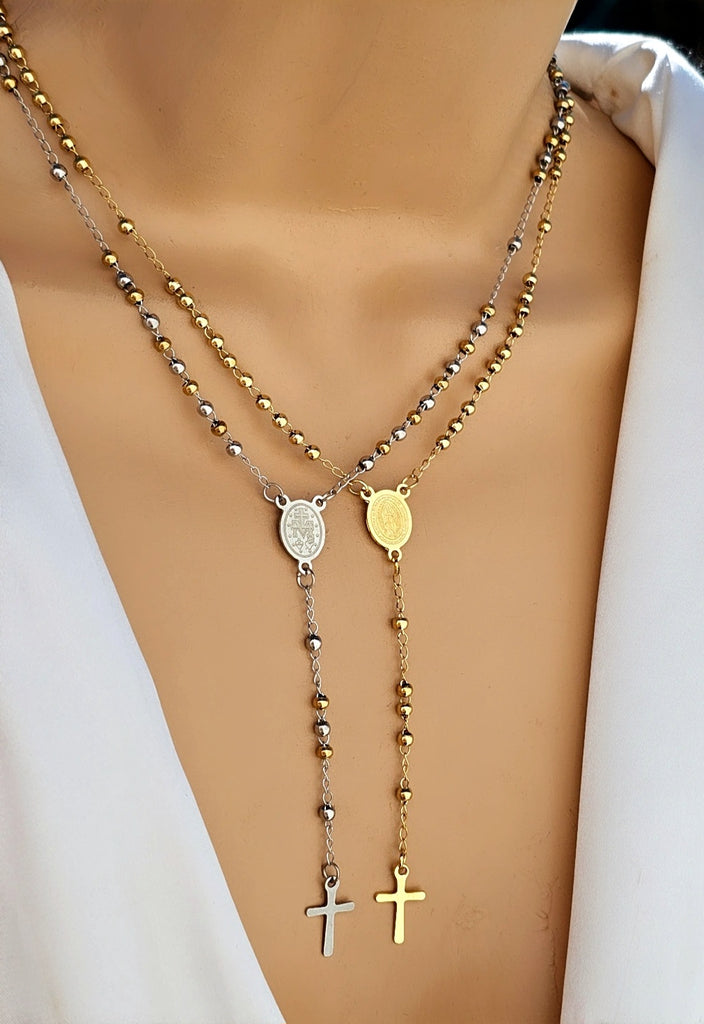 Stainless steel ball religious necklaces