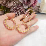18k real gold plated crystal heart hoop earrings