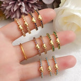 18k real gold plated small heart adjustable rings