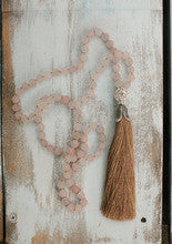 Rose Quartz long tassel beaded necklace