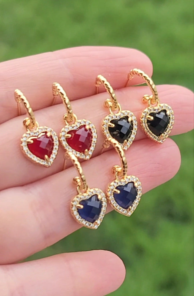 18k real gold plated heart earrings