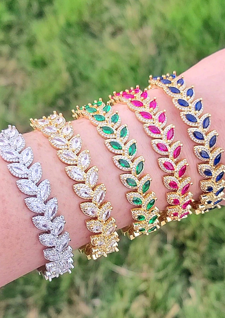 18k real gold plated leaf bangle bracelets