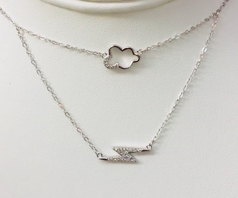 .925 Sterling Silver Cloud And Lightning Necklace