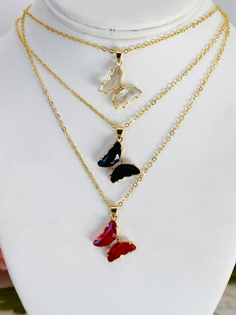 18k real gold plated butterfly necklace
