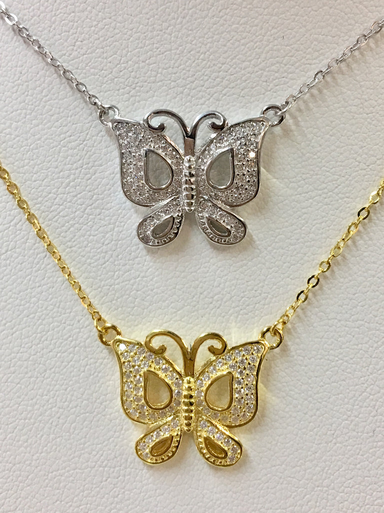 .925 Sterling Silver Butterfly Necklace