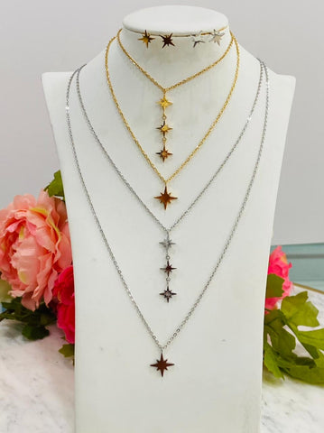 Stainless Steel Star necklace set