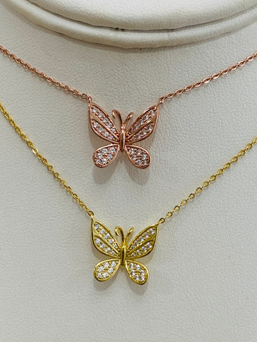 .925 Sterling Silver Butterfly Necklace