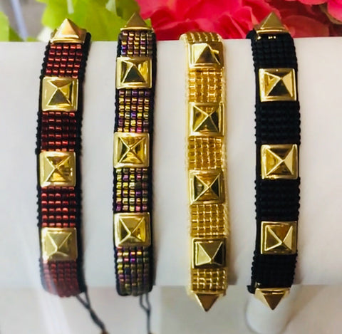 Gold Plated Seed Bead Punk Bracelets