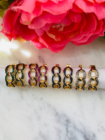 18k real gold plated chain hoop earrings