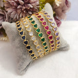 18k real gold plated heart bangle bracelets