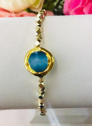 Gold Plated Blue Stone Bracelet